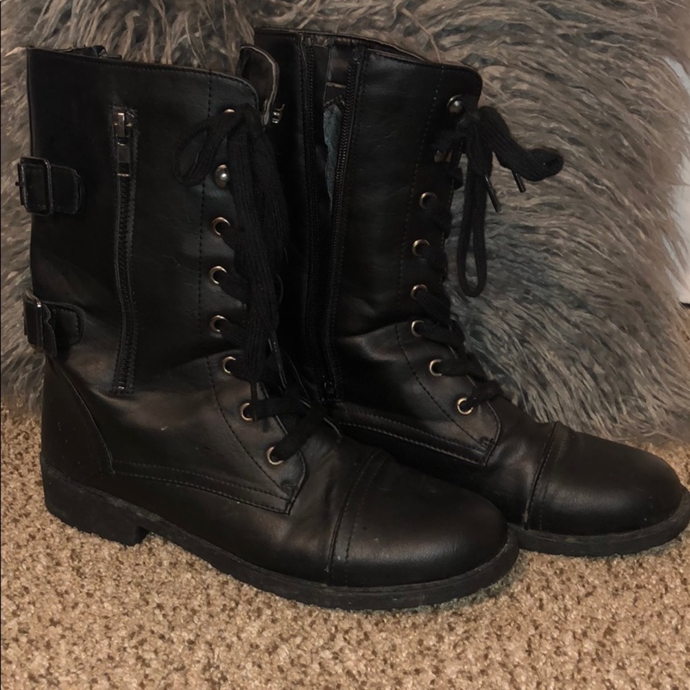 Black combat boots